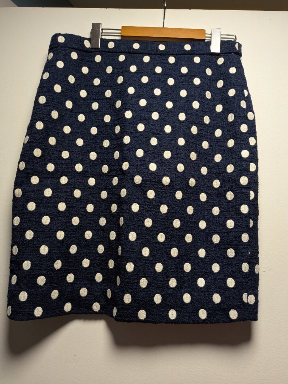 J Crew Pencil Skirt  Navy and white polka dot.size 8P